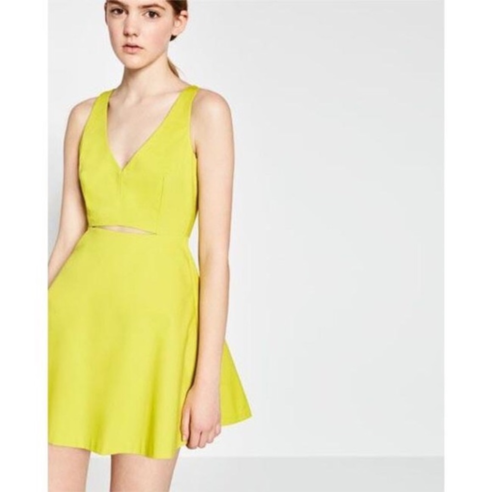 Zara Trafaluc Cutout Skater Dress XS Bright!